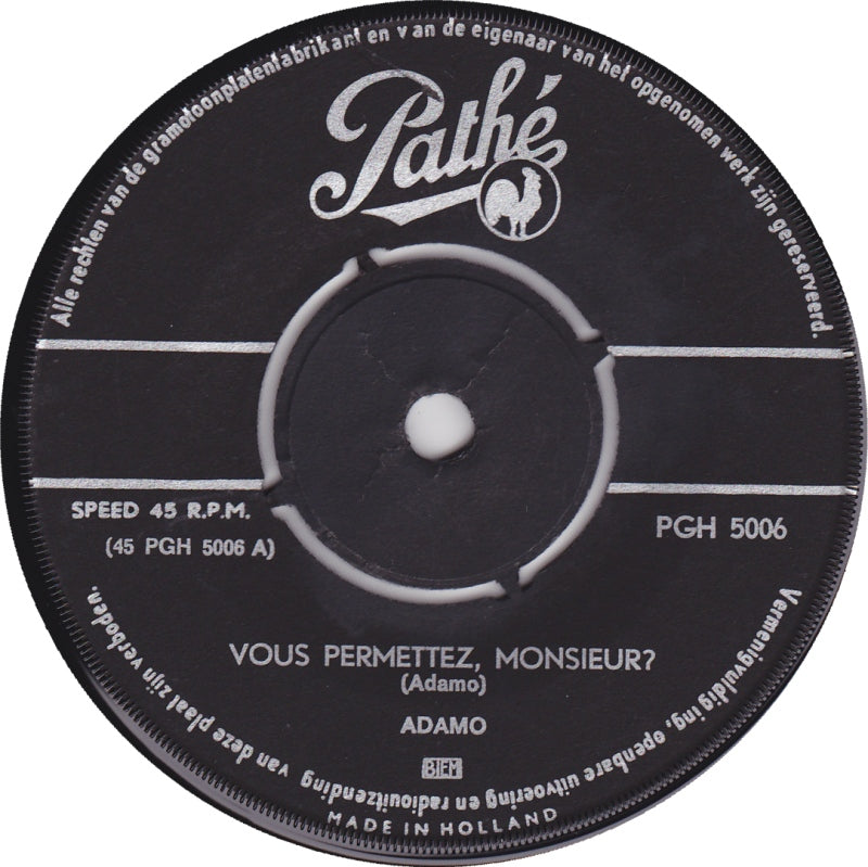 Adamo - Vous Permettez Monsieur Vinyl Singles Vinyl Goed / Hoes Generic