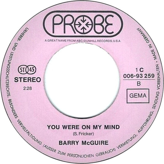 Barry McGuire - Eve Of Destruction Vinyl Singles Vinyl Zeer Goed / Hoesje Generic "VINYLSINGLES.NL"