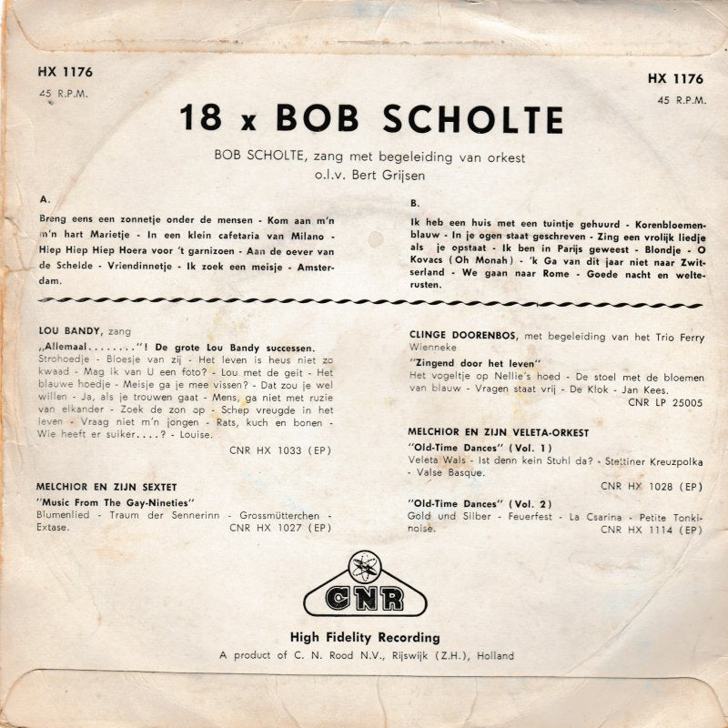Bob Scholte - 18 X Bob Scholte Vinyl Singles EP Vinyl Very Good (VG) <br> Hoes Good Plus (G+)