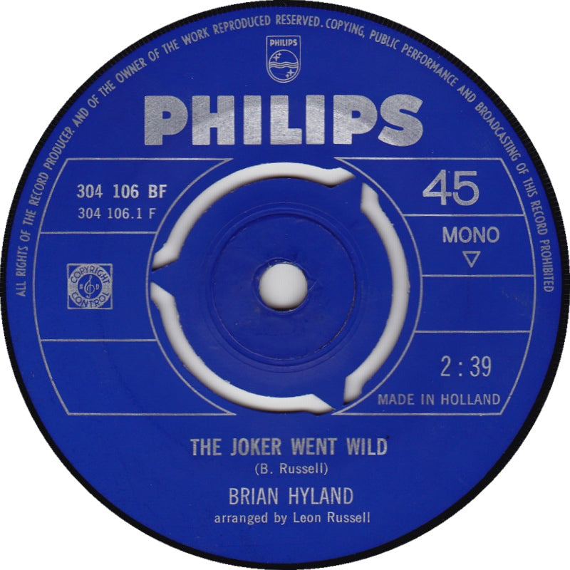 Brian Hyland - The Joker Went Wild Vinyl Singles