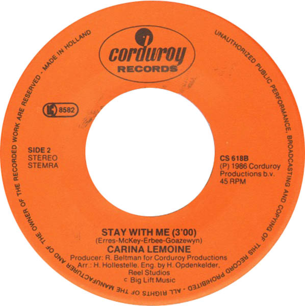 Carina Lemoine - The Hour Comes Nigh Vinyl Singles Vinyl Very Good (VG) <br> Hoes Good Plus (G+)