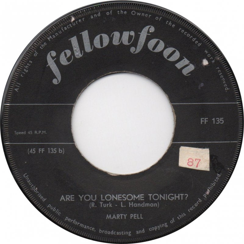 Chet Avery / Marty Pell - Lonely Teenager / Are You Lonesome Tonight? Vinyl Singles Vinyl Very Good (VG) <br> Hoes Generic