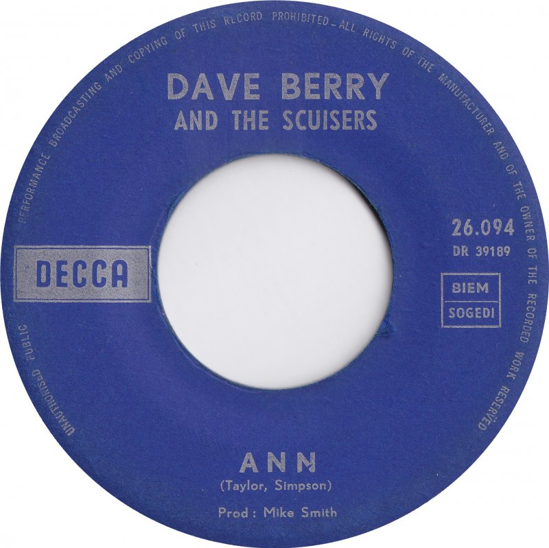 Dave Berry - Picture Me Gone Vinyl Singles Vinyl (VG) <br> Hoes Generic