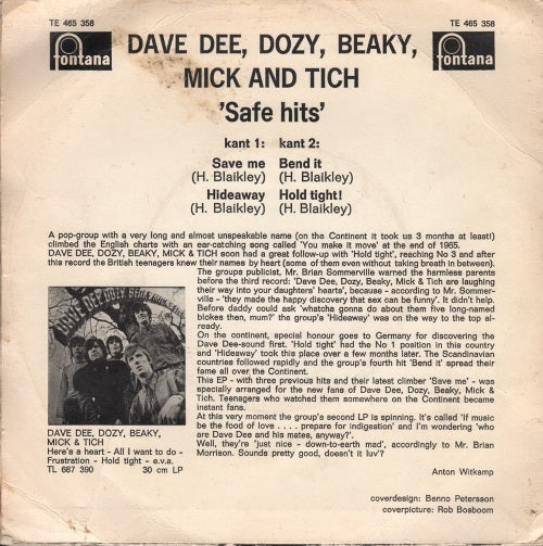 Dave Dee, Dozy, Beaky, Mick & Tich - Save Hits Vinyl Singles EP Media VG+ \ Sleeve G+