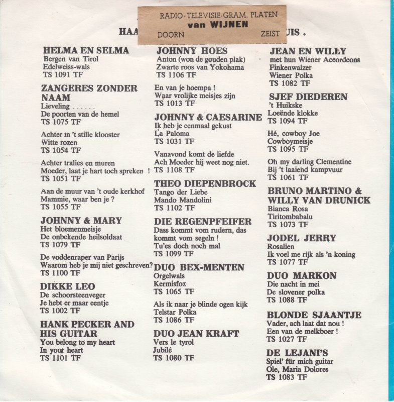 Elmari Zusjes - Vinkenwals Vinyl Singles Vinyl Very Good (VG) <br> Hoes Good Plus (G+)