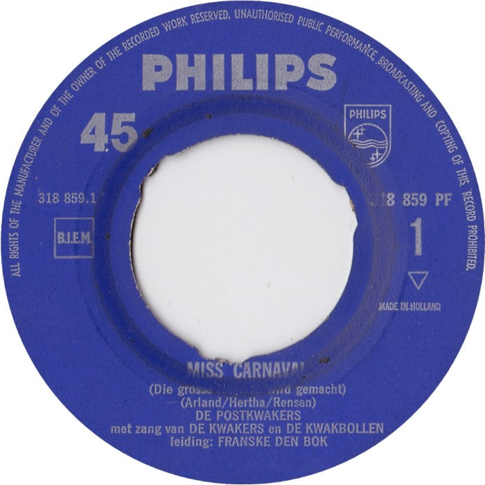 Postkwakers Met Zang Van Kwakers En Kwakbollen - Miss Carnaval Vinyl Singles
