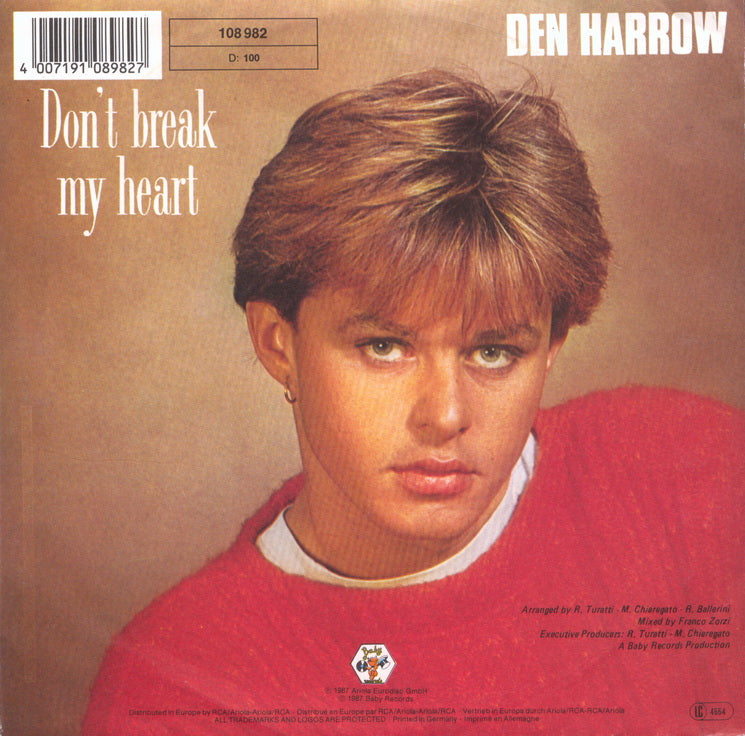 Den Harrow - Don't Break My Heart Vinyl Singles Vinyl Very Good (VG) <br> Hoes Good Plus (G+)