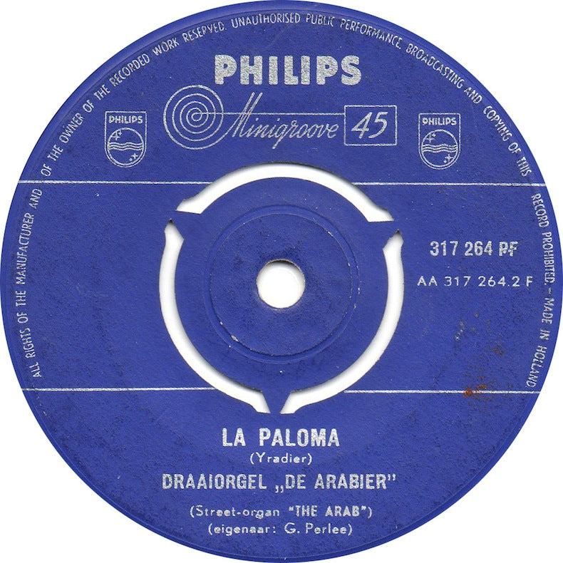 Draaiorgel De Arabier - La Ronde De L'amour Vinyl Singles Vinyl Very Good (VG) <br> Hoes Good Plus (G+)