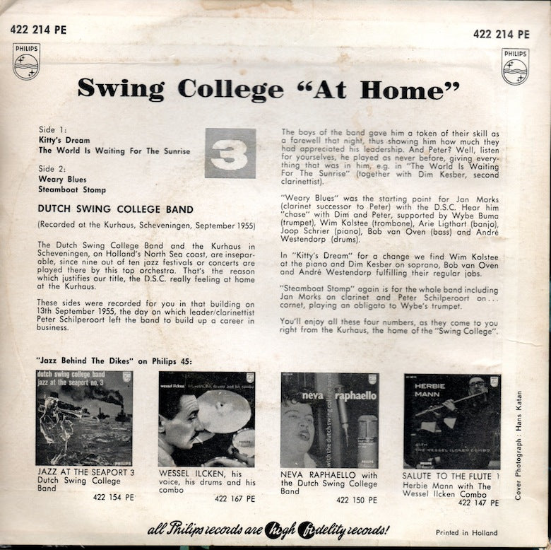 Dutch Swing College Band - Swing College At Home 3 39790 Vinyl Singles Vinyl Very Good (VG) <br> Hoes Good Plus (G+)