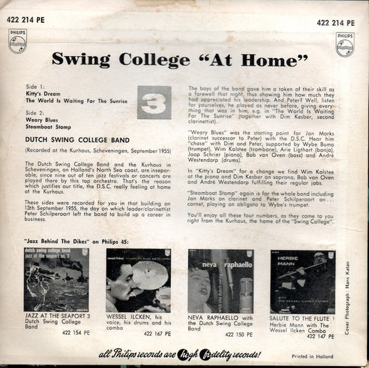 Dutch Swing College Band - Swing College At Home 3 39790 Vinyl Singles Vinyl Zeer Goed / Hoesje Goed "VINYLSINGLES.NL"