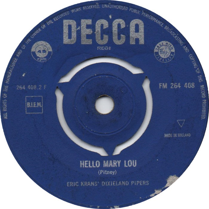 Eric Krans' Dixieland Pipers - Och Was Ik Maar Vinyl Singles Vinyl Very Good (VG) <br> Hoes Generic