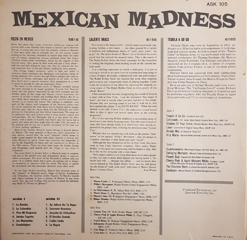 Various - Mexican Madness (LP) Vinyl LP Vinyl Very Good (VG) <br> Hoes Good Plus (G+)