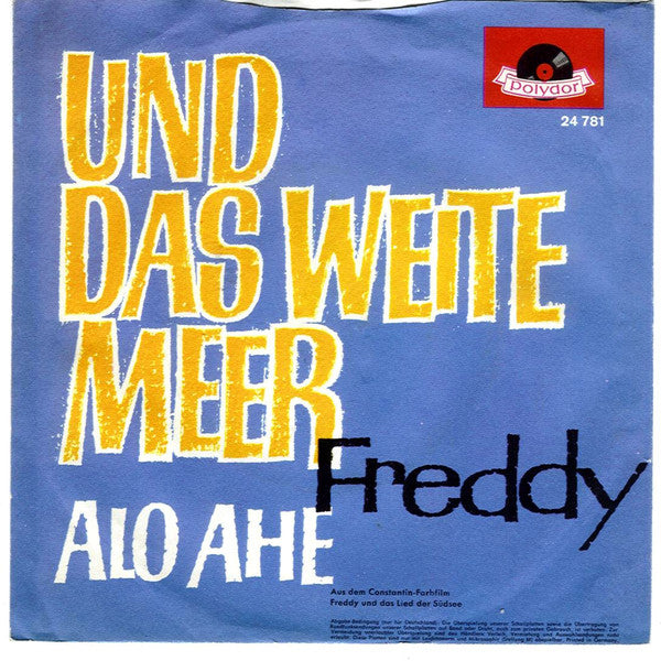 Freddy - Alo Ahe 03927 Vinyl Singles Vinyl Very Good (VG) <br> Hoes Good Plus (G+)