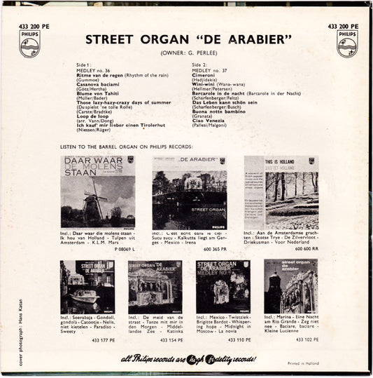 Street Organ De „Arabier” - Medley No. 36/37 Vinyl Singles Vinyl Zeer Goed / Hoesje Goed "VINYLSINGLES.NL"