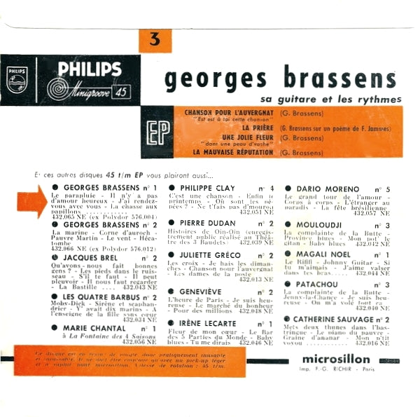 Georges Brassens - *e Serie **2** Vinyl Singles EP Vinyl Very Good (VG) <br> Hoes Good Plus (G+)