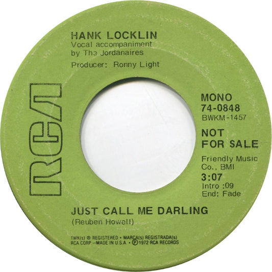 Hank Locklin - Just Call Me Darling Vinyl Singles Vinyl Zeer Goed / Hoesje Generic "VINYLSINGLES.NL"