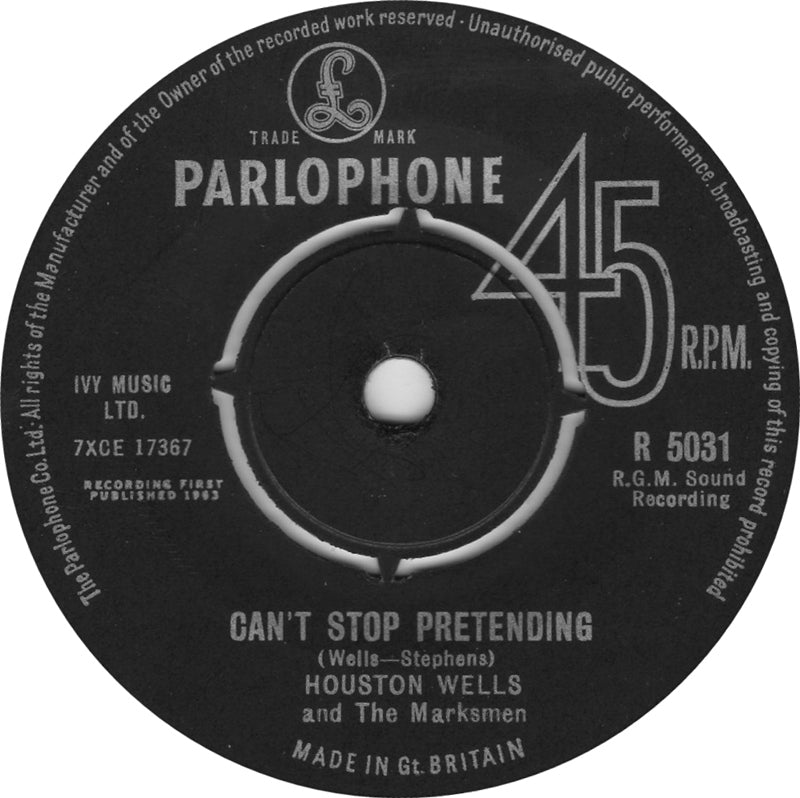 Houston Wells And The Marksmen - Only The Heartaches Vinyl Singles Vinyl Very Good (VG) <br> Hoes Generic