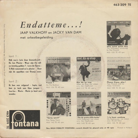 Jaap Valkhoff En Jacky Van Dam - En Datteme Vinyl Singles Vinyl Zeer Goed / Hoesje Goed "VINYLSINGLES.NL"