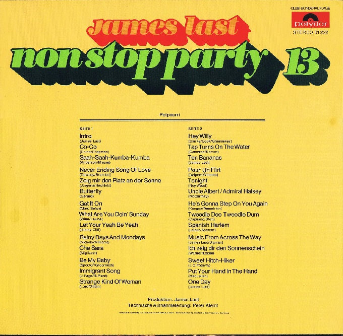 James Last - Non Stop Party ** (LP) Vinyl LP Vinyl Very Good (VG) <br> Hoes Good Plus (G+)