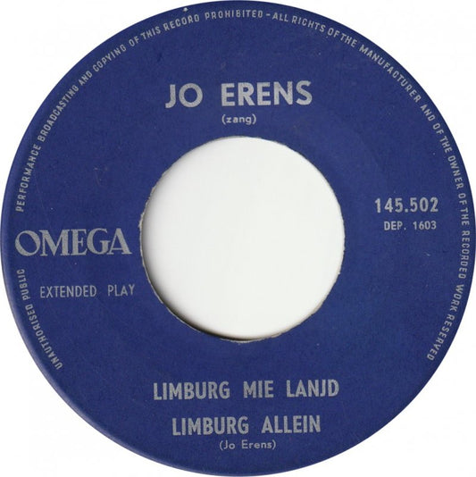 Jo Erens - Limburg Mie Lanjd Vinyl Singles Vinyl Zeer Goed / Hoesje Generic "VINYLSINGLES.NL"