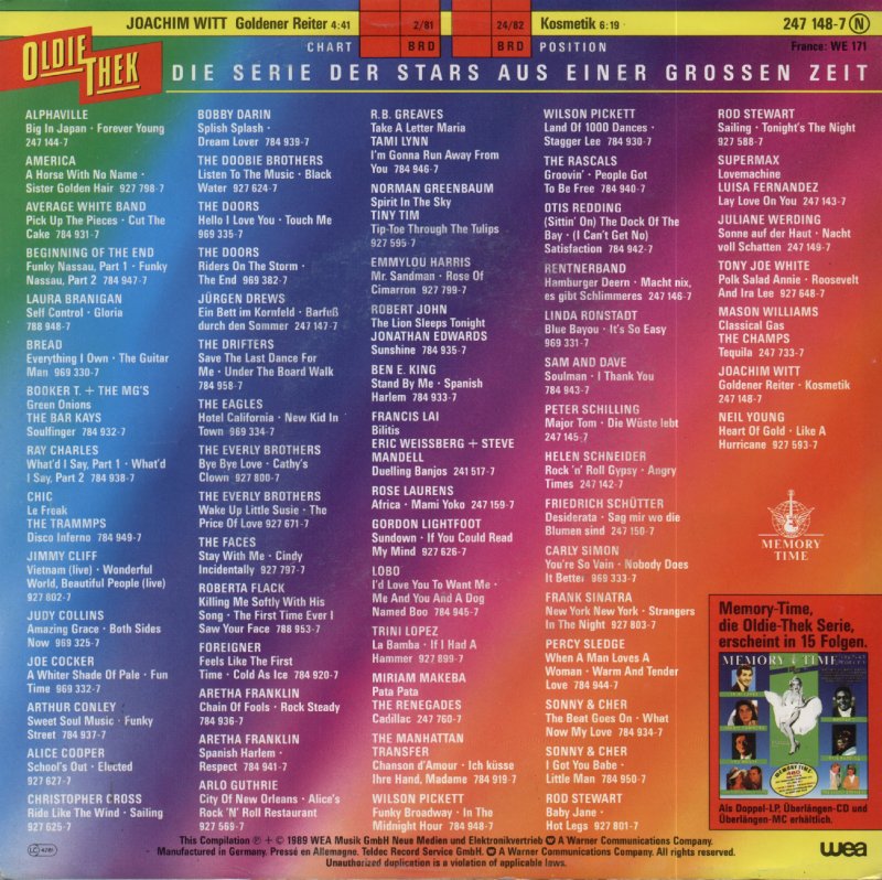 Joachim Witt - Goldener Reiter Vinyl Singles Vinyl Very Good (VG) <br> Hoes Good Plus (G+)