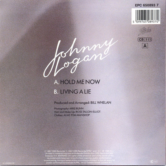 Johnny Logan - Hold Me Now Vinyl Singles Vinyl Zeer Goed / Hoesje Goed "VINYLSINGLES.NL"