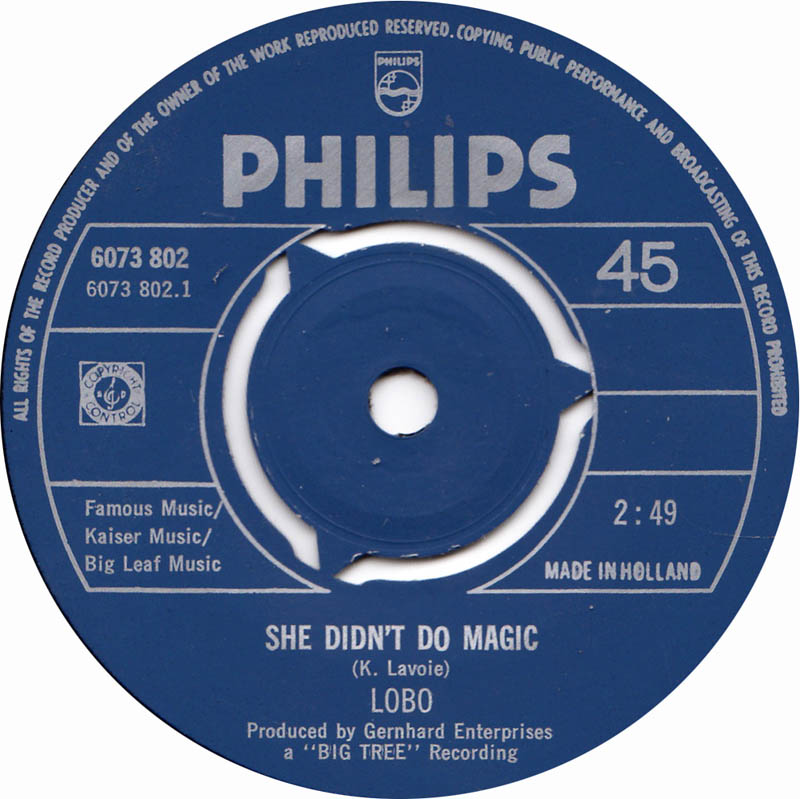 Lobo - She Didn't Do Magic Vinyl Singles