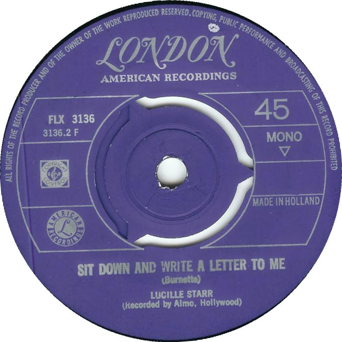 Lucille Starr - The French Song Vinyl Singles Vinyl Very Good (VG) <br> Hoes Generic