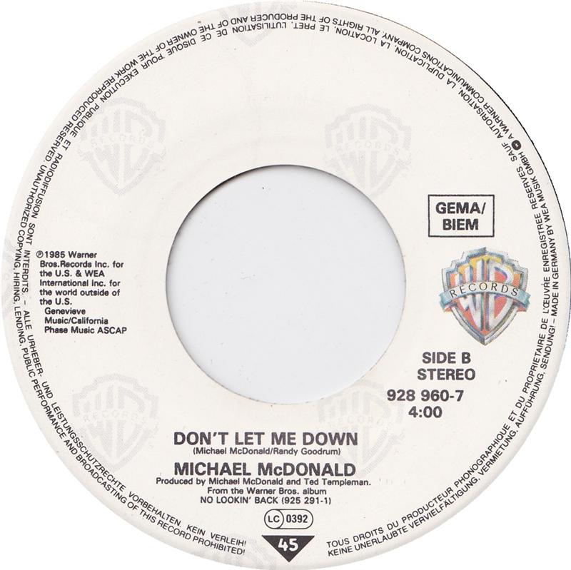 Michael McDonald - No Lookin' Back Vinyl Singles