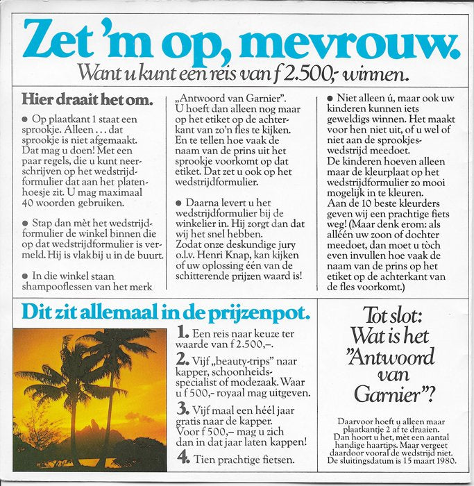 No Artist - Een Sprookje: Hoe Prinses Zonnestraaltje Prins Garnier Ontmoette (Flexi-disc) Flexi-disk Vinyl Very Good (VG) <br> Hoes Good Plus (G+)