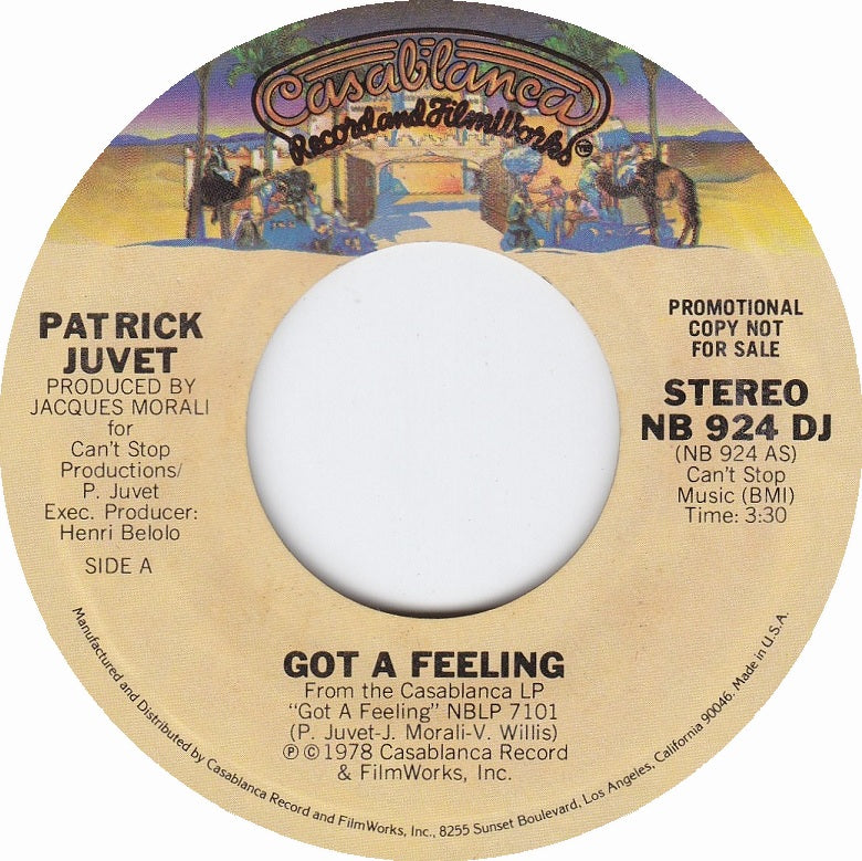 Patrick Juvet - Got A Feeling Vinyl Singles Vinyl (VG) <br> Hoes Generic