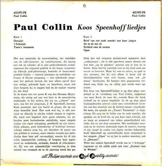 Paul Collin - Koos Speenhoff Liedjes