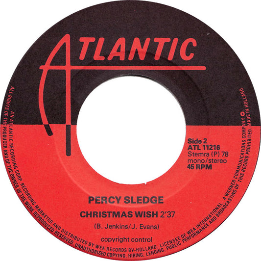 Percy Sledge - Silent Night Vinyl Singles Vinyl Zeer Goed / Hoesje Goed "VINYLSINGLES.NL"