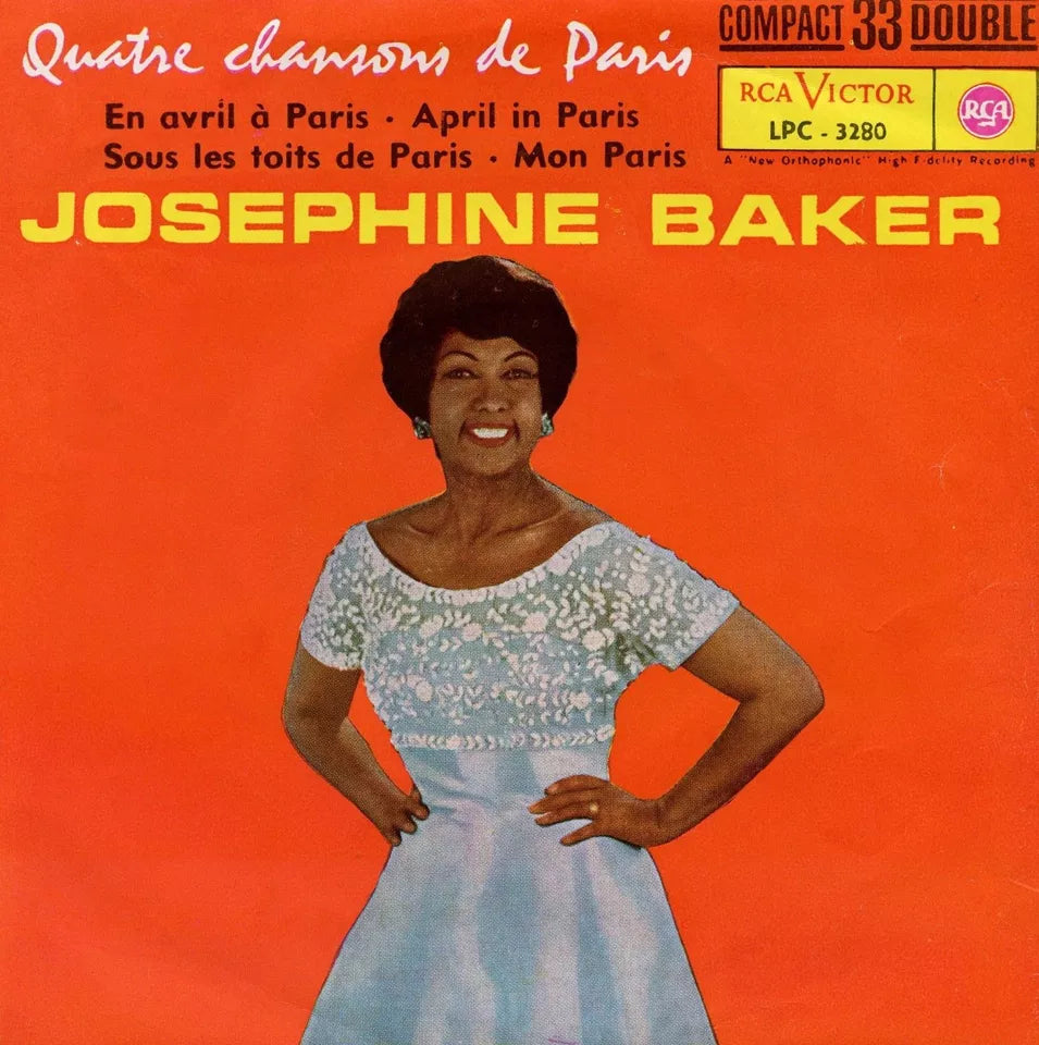 Josephine Baker - Quatre Chansons De Paris Vinyl Singles EP Vinyl Very Good (VG) <br> Hoes Good Plus (G+)