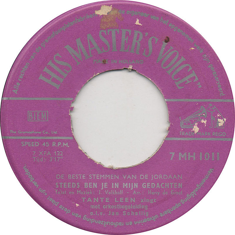 Tante Leen - Hand In Hand Vinyl Singles Vinyl Very Good (VG) <br> Hoes Generic