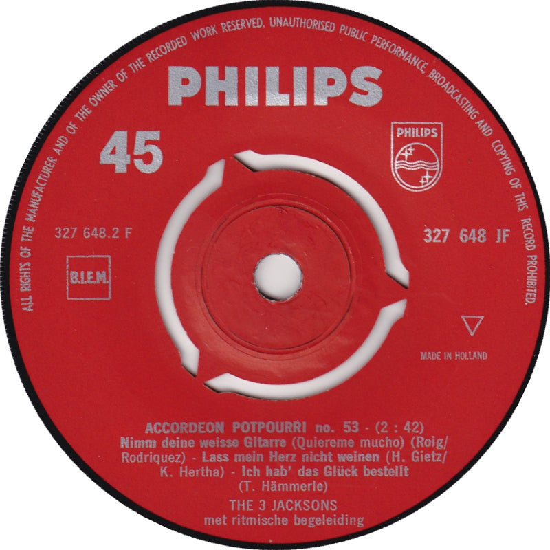 3 Jacksons - Accordeon Potpourri No. 53 Vinyl Singles Vinyl Goed / Hoes Redelijk