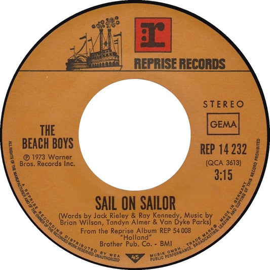 Beach Boys - Sail On Sailor Vinyl Singles Vinyl Zeer Goed / Hoesje Generic "VINYLSINGLES.NL"