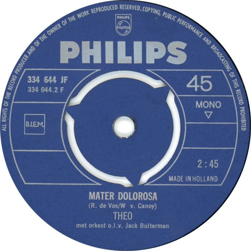 Theo - Ave Maria Vinyl Singles Vinyl Very Good (VG) <br> Hoes Generic