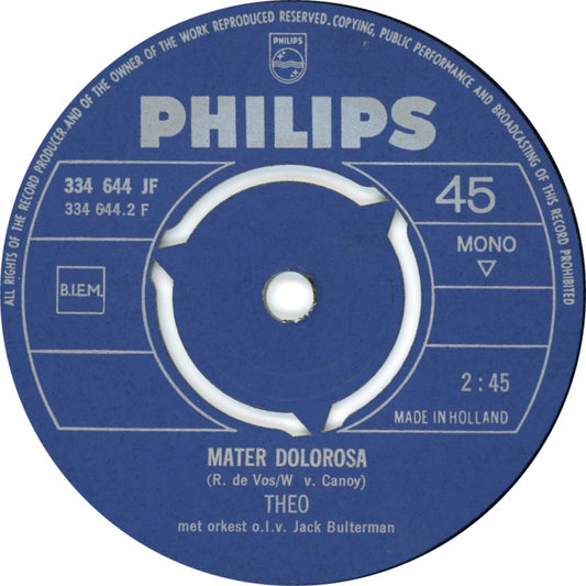Theo - Ave Maria Vinyl Singles Vinyl Zeer Goed / Hoesje Generic "VINYLSINGLES.NL"