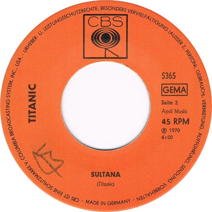 Titanic - Sing Fool Sing Vinyl Singles Vinyl Very Good (VG) <br> Hoes Generic