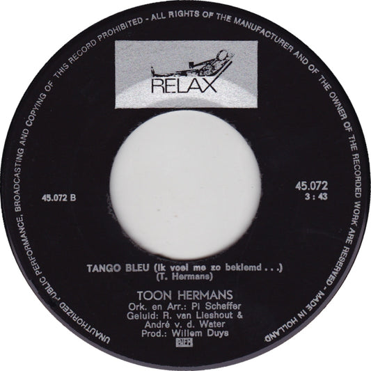 Toon Hermans - De Fanfare Vinyl Singles Vinyl Zeer Goed / Hoesje Goed "VINYLSINGLES.NL"