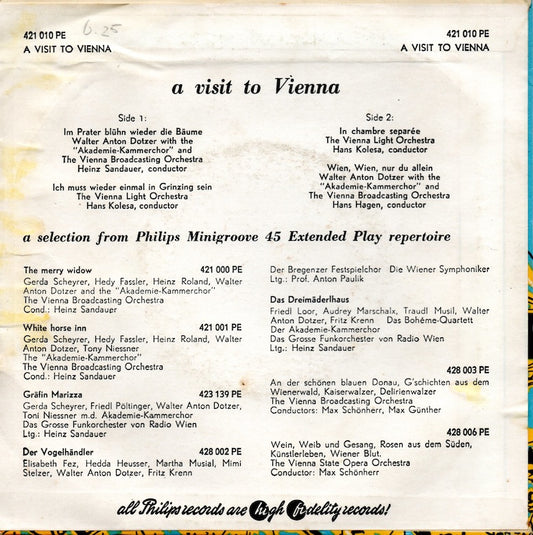 Various Artists - A Visit To Vienna Vinyl Singles EP Vinyl Zeer Goed / Hoesje Goed "VINYLSINGLES.NL"