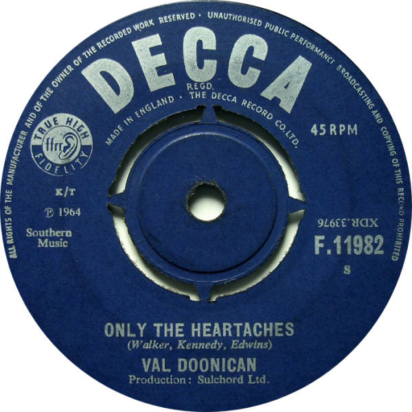 Val Doonican - Walk Tall Vinyl Singles Vinyl Very Good (VG) <br> Hoes Generic