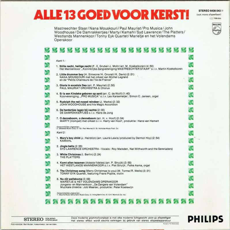 Various - Alle 13 Goed Voor Kerst! (LP) 51132 Vinyl LP Vinyl Very Good (VG) <br> Hoes Good Plus (G+)