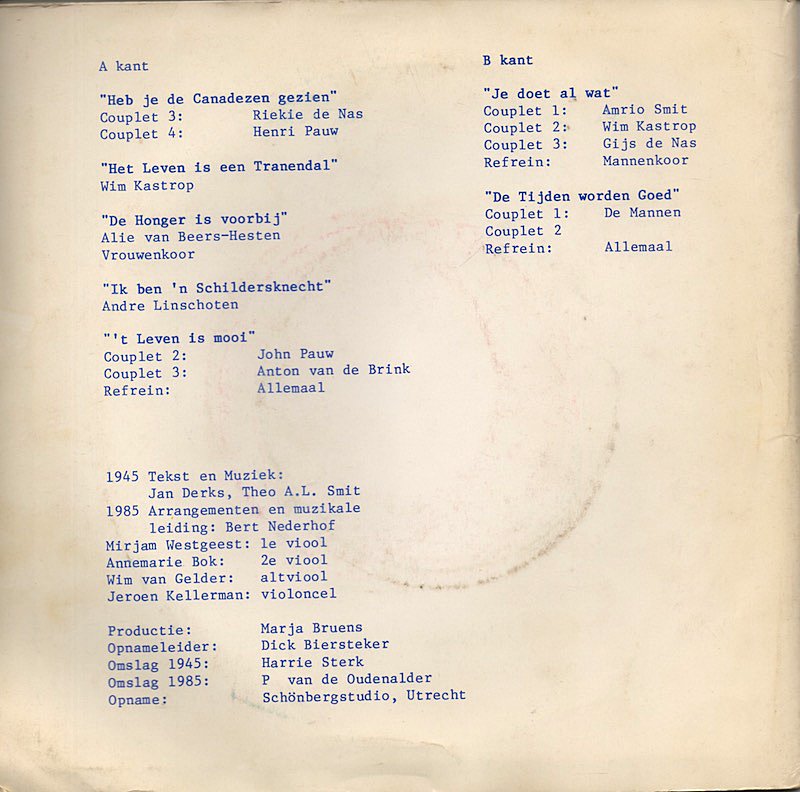 Wijk C Op De Planken - Heb Je De Canadezen Gezien Vinyl Singles Vinyl Very Good (VG) <br> Hoes Good Plus (G+)