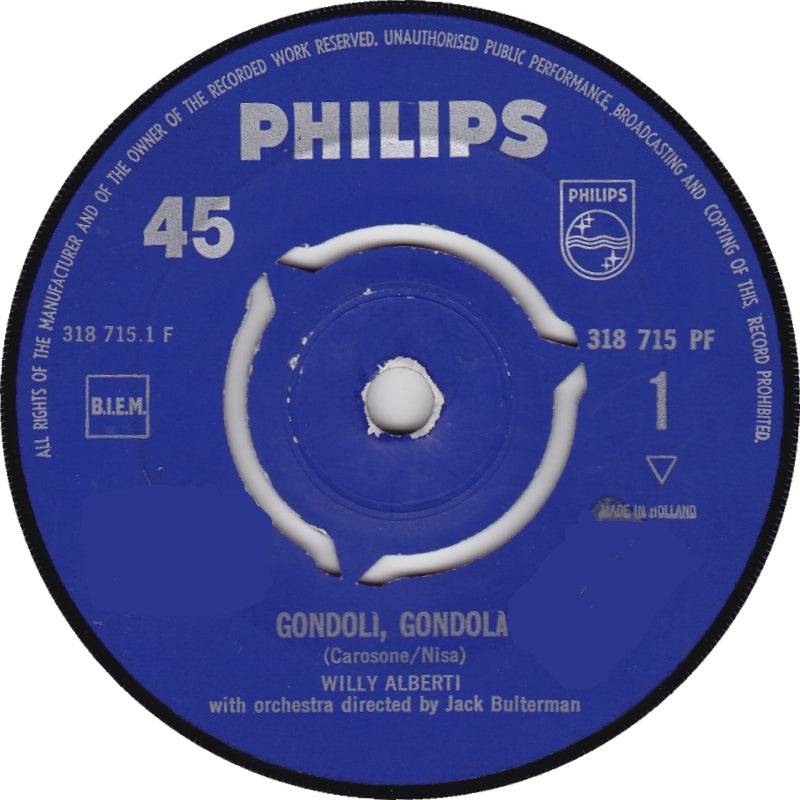 Willy Alberti - Gondoli, Gondola 17895 Vinyl Singles