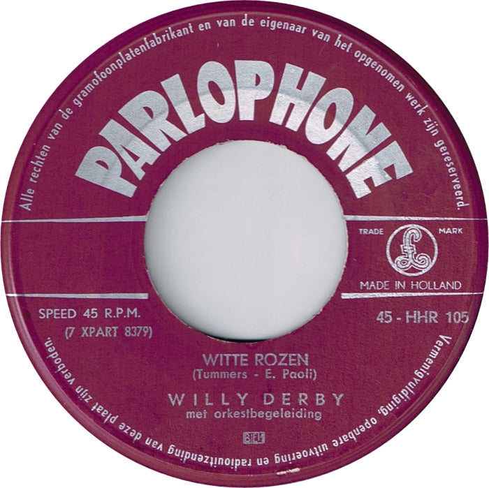 Willy Derby - Witte Rozen Vinyl Singles