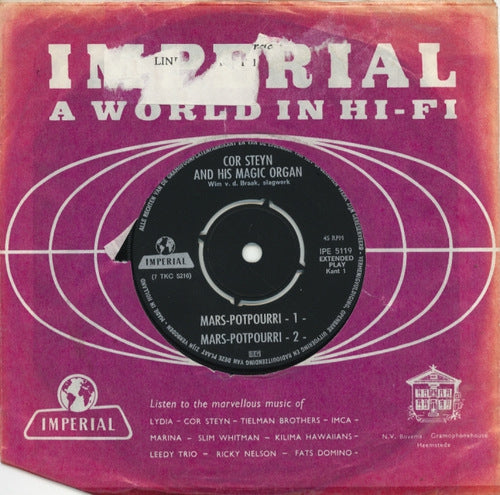 Cor Steyn And His Magic Organ - Marspotpourri 1,2 Walspotpourri 1,2 Vinyl Singles EP Vinyl Goed / Hoes Generic