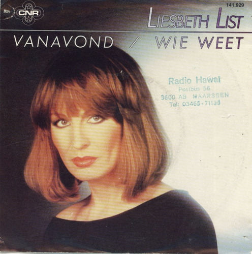 Liesbeth List - Vanavond Vinyl Singles Vinyl Very Good (VG) <br> Hoes Good Plus (G+)