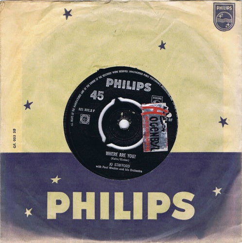 Jo Stafford - Thank You For Calling 16867 Vinyl Singles Vinyl Very Good (VG) <br> Hoes Good Plus (G+)